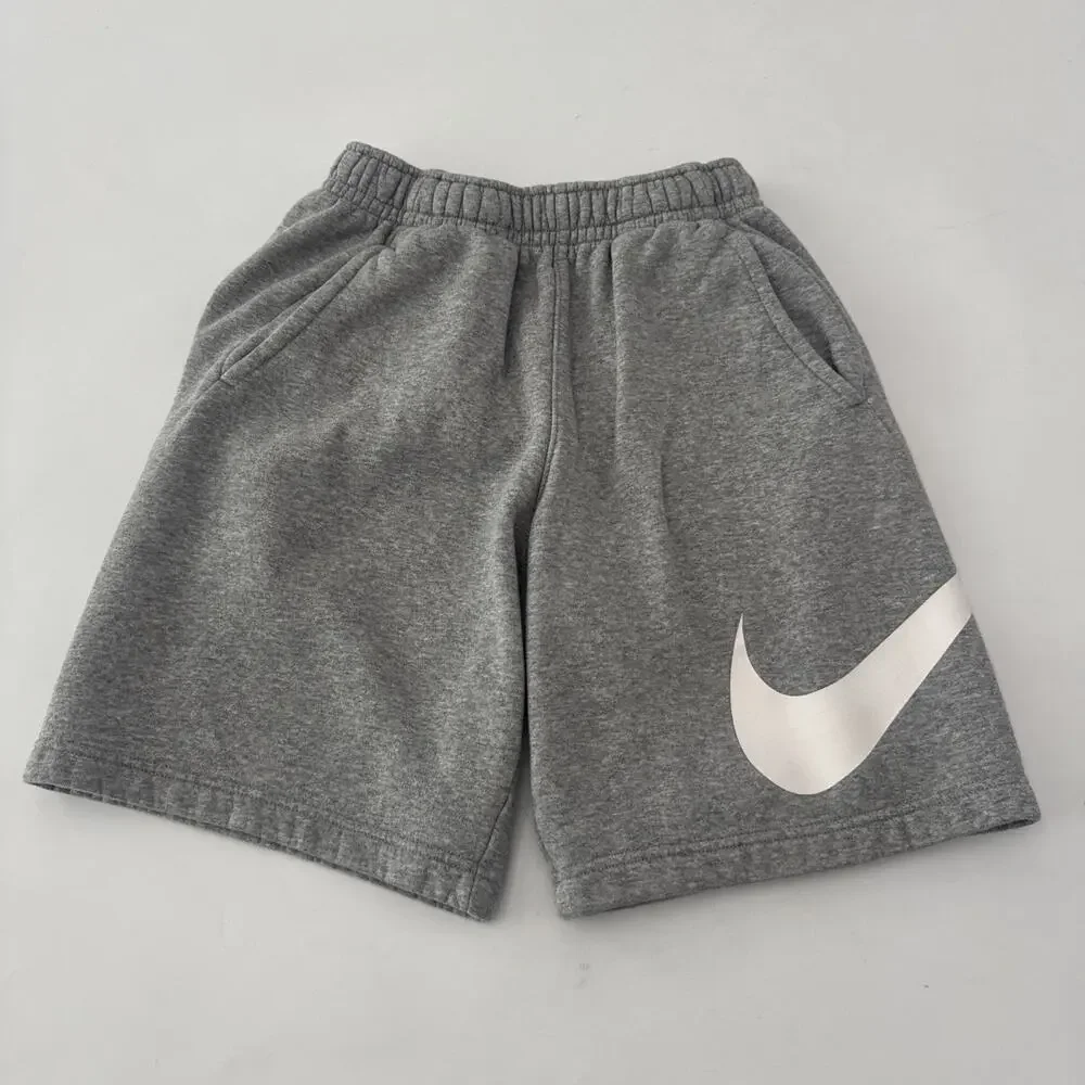 Nike Gray Fleece Sweat Shorts LARGE SWOOSH Mens XS